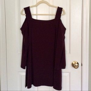 🌟HP🌟NWOT Lucious Wine Woman Within Cold Shoulder Top 2X